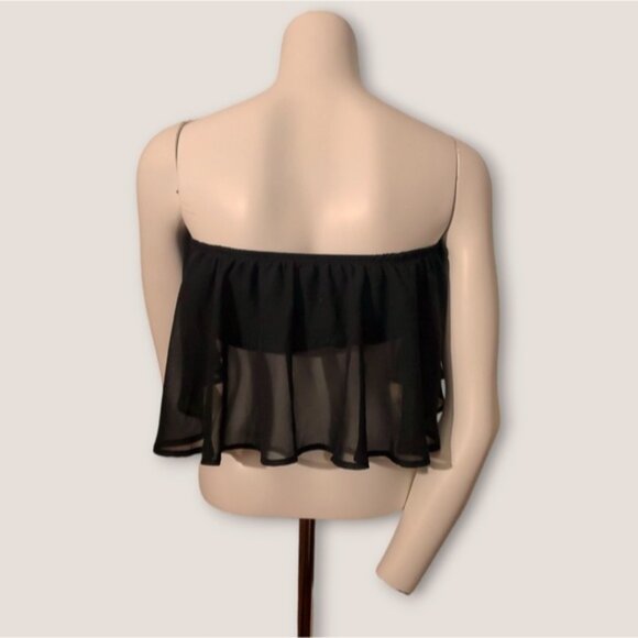 Boho Semi Sheer Multi Way Flowy Curtain Crop Top- Small - Picture 7 of 12